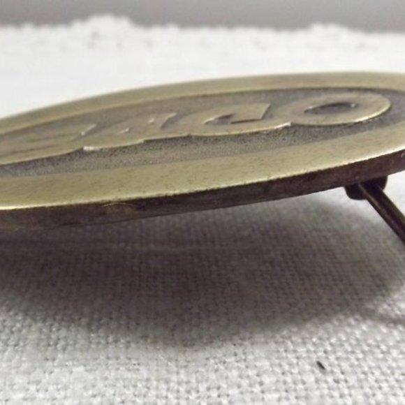 Vintage Esco Distressed Brass Oval Belt Buckle - Picture 7 of 8
